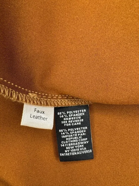 Premise Faux Leather Open Draped Blazer Cardigan Camel Brown Size Large Boho - Picture 6 of 7